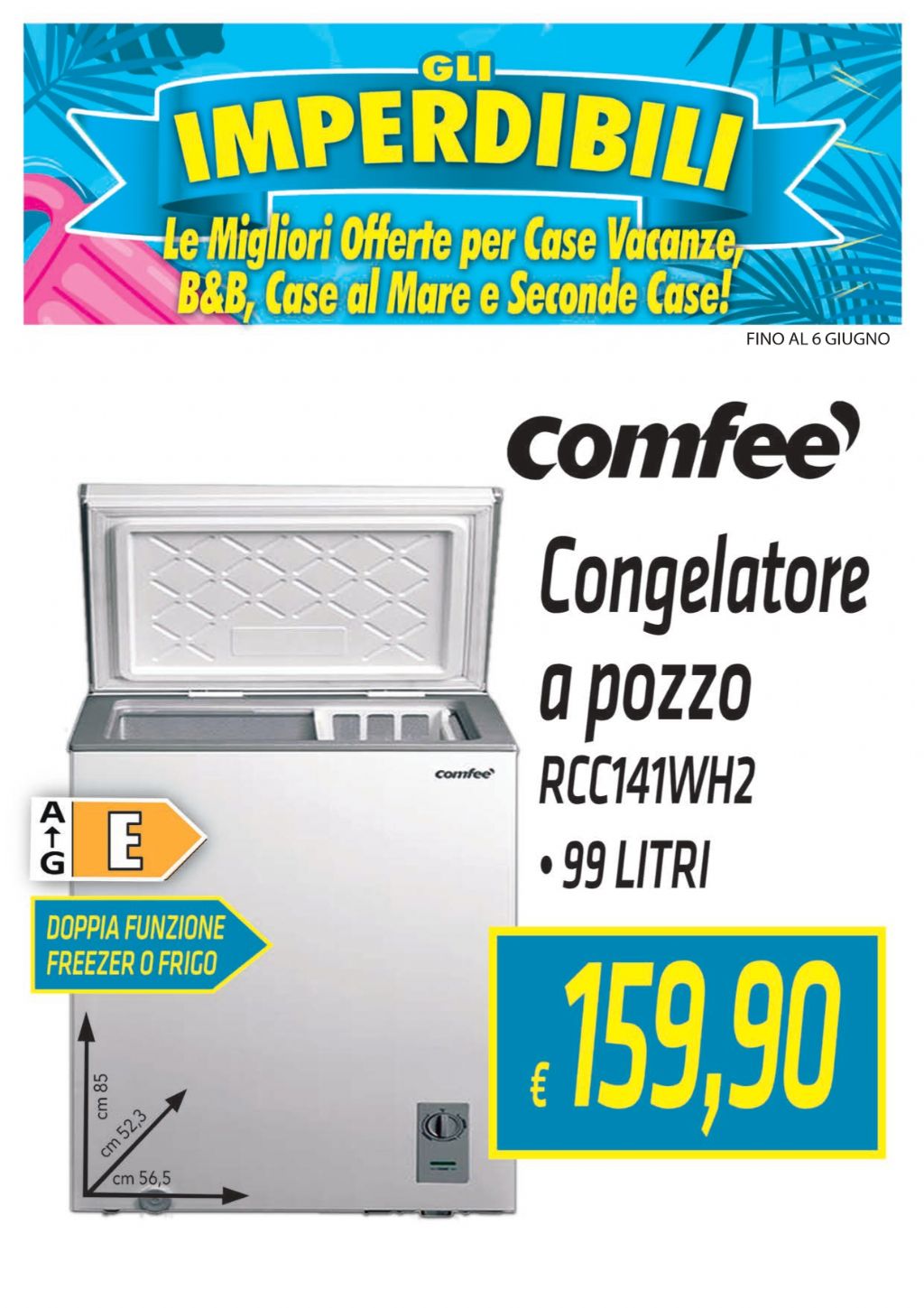 CONGELATORE A POZZETTO COMFEE 100L RCC141WH2